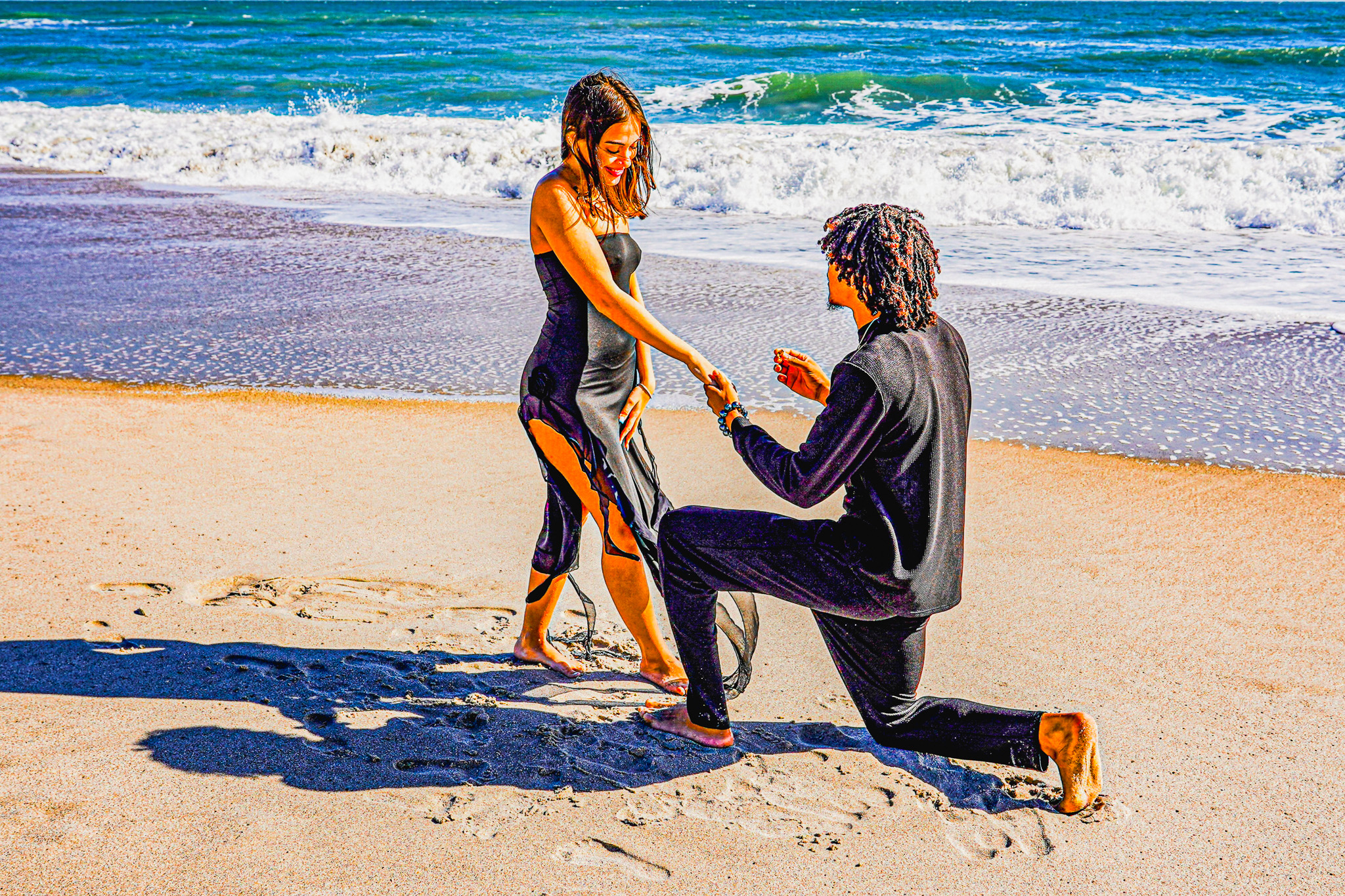 Beach proposal on the shoreline