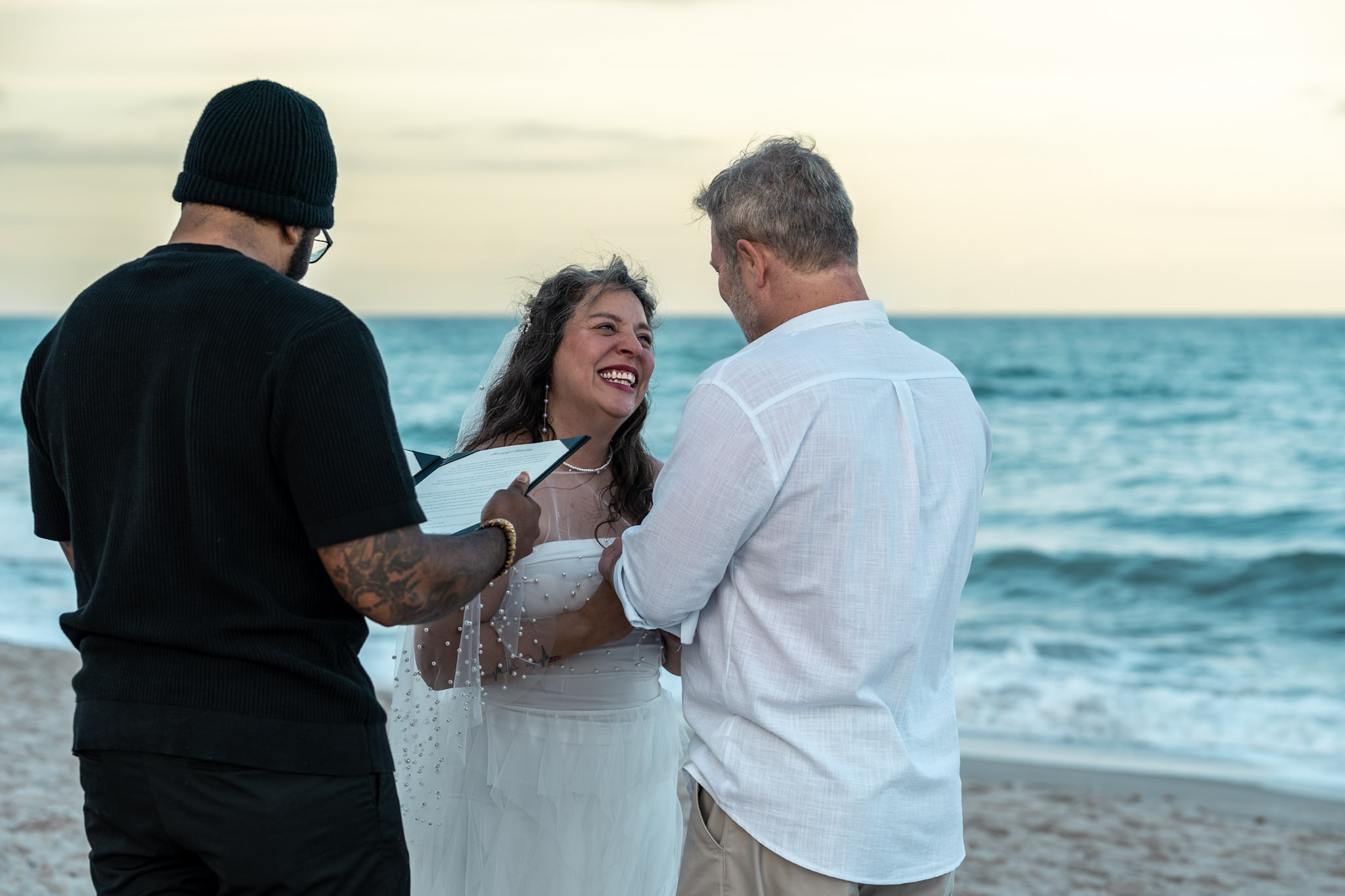 Laughing on the beach