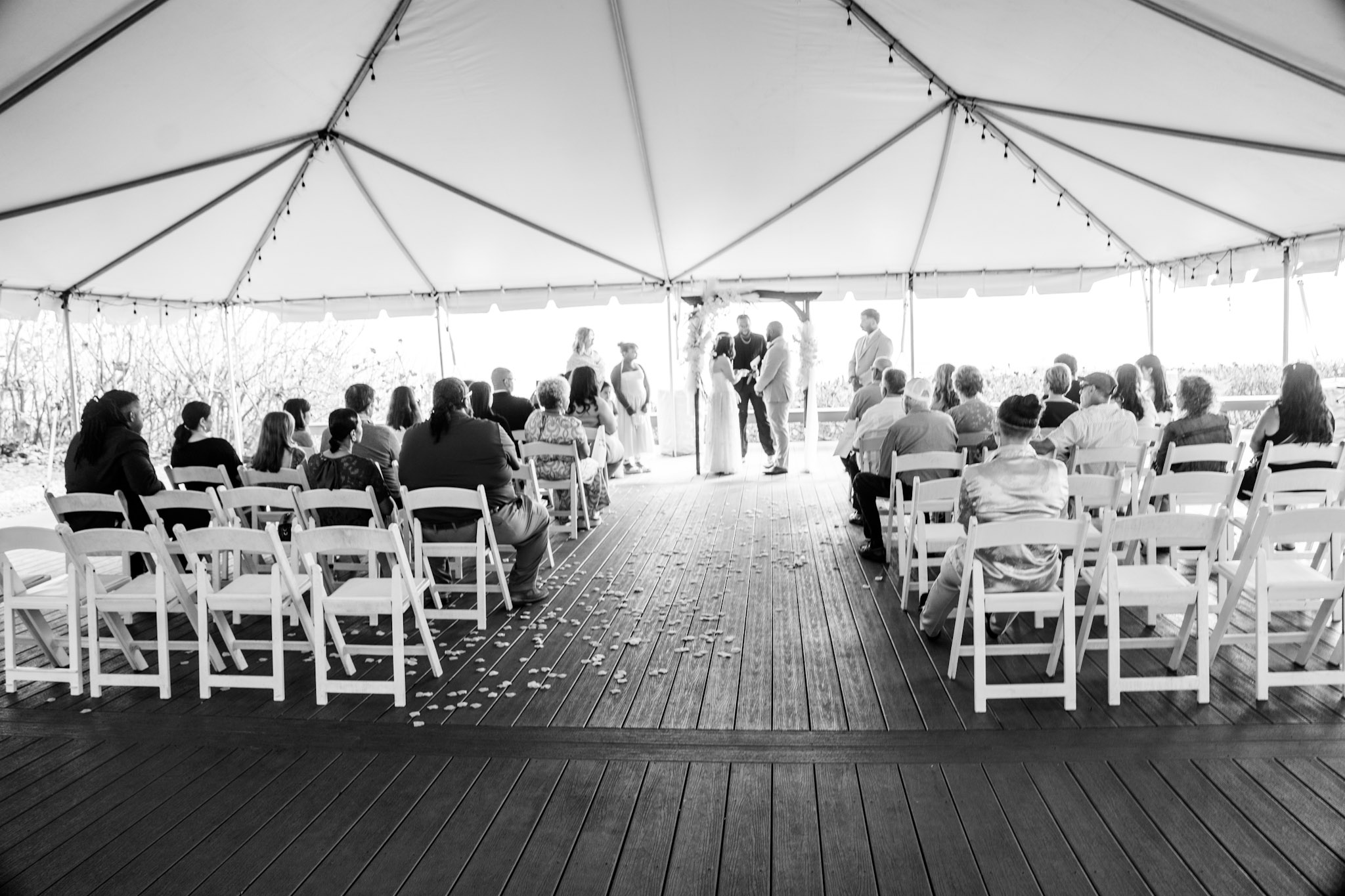 Wedding ceremony in black and white